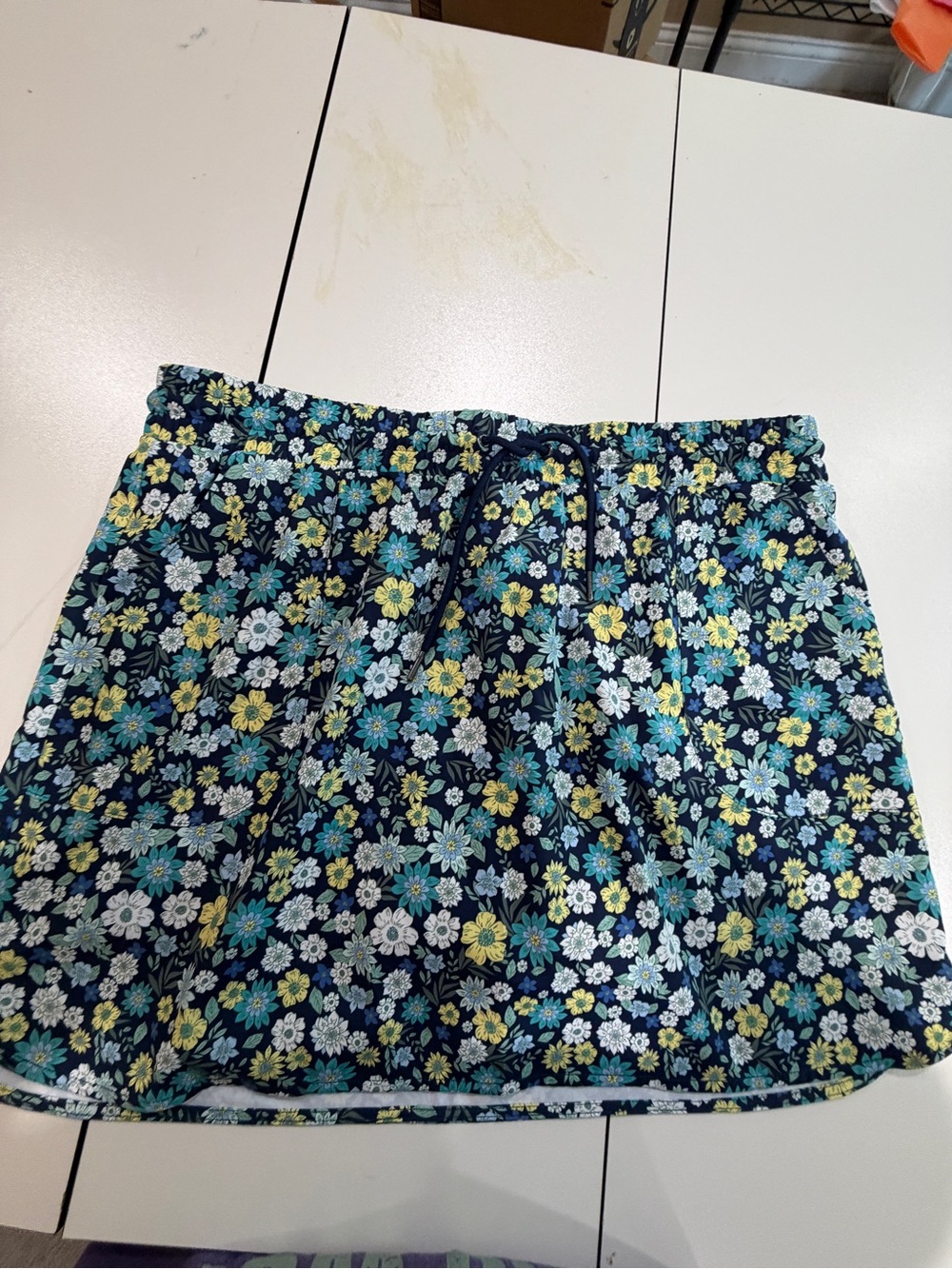 St. John's Bay Floral Mini Skort - Navy, Teal & Yellow